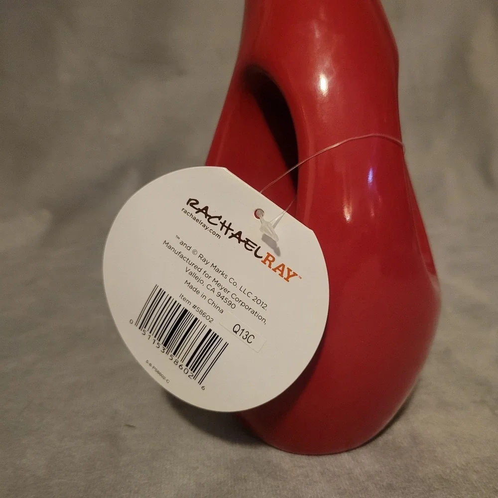 Rachael Ray Red Stoneware EVOO Oil Cruet Bottle Dispenser Spout 24oz H016 NEW